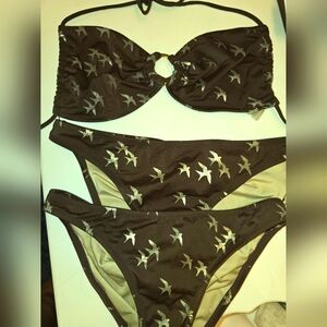 VICTORIA'S SECRET BIKINI TOP (L)& 2 S&M) BOTTOMS SEAGULLS SWIM SUIT